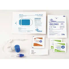 IV start kit in clear/white color, designed for preparing and initiating intravenous therapy in clinical settings such as hospitals, clinics, and emergency departments. Includes essential components for a clean and efficient IV start.