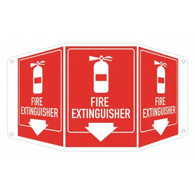 LYLE Fire Extinguisher Sign: Aluminum, Mounting Holes Sign Mounting - Tri-Bend Projection Fire Extinguisher Signs