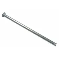 Replacement wheel shaft for trailer-stabilizing jacks, compatible with part numbers 1F144G, 2W878, 3KR77G, and 4W287G. Overall length of 13 1/4 inches. Used to support and operate the jack's wheel mechanism for leveling trailers and mobile equipment