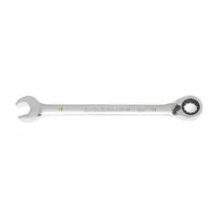 This 13 mm metric 12-point ratcheting combination wrench is made of alloy steel with a full polish chrome finish. The ratcheting box end allows for faster fastener engagement without repositioning. Suitable for general fastening tasks in automotive, industrial, and mechanical applications.