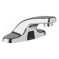 SLOAN Bathroom Sensor Faucet: Optima, Brass, Chrome Finish, Centerset, Battery, Back-Check Tee (MPN EBF-650-BAT-TEE-CP-0.5GPM-MLM-IR-FCT)