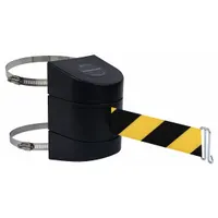 TENSABARRIER Retractable Belt Barrier: Hose Clamp Mounting Plate/Wire Clip, 15 ft Belt Lg, Pattern (MPN 897-15-C-33-NO-D4X-A)