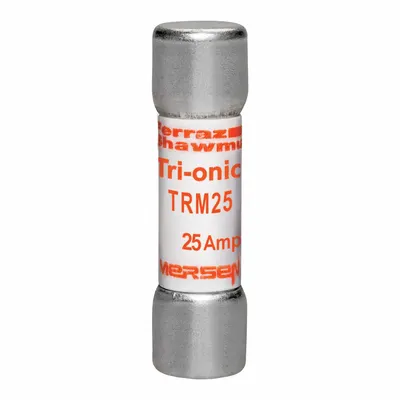 MERSEN Fuse: TRM Series, Midget, Time-Delay, 25 A, 250 V AC, 13/32 in x 1 1/2 in - Time-Delay Cylindrical Fuses