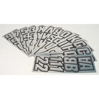 HARDLINE PRODUCTS Letter and Number Label Set: Gen Identification, 2 in Character Ht, Proprietary - Boat Registration Letters & Numbers