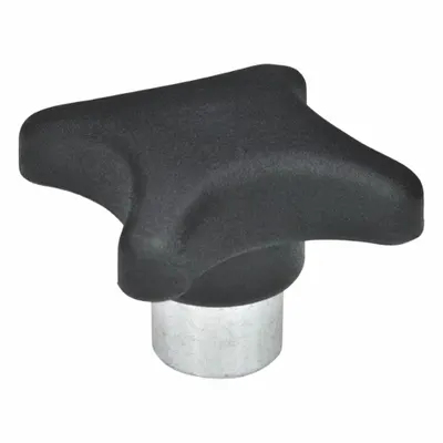 JW WINCO Plastic Hand Knobs with Steel Hub: Plastic w/ Steel Thread, 5/16"-18 Thread - 4-Arm Knobs with Threaded Hole
