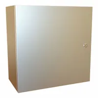 304 stainless steel enclosure with hinged cover and 1/4-turn latch. Rated NEMA 12/13/3R/4/4X for indoor or outdoor use where protection from dust, water, and corrosion is required. No knockouts included
