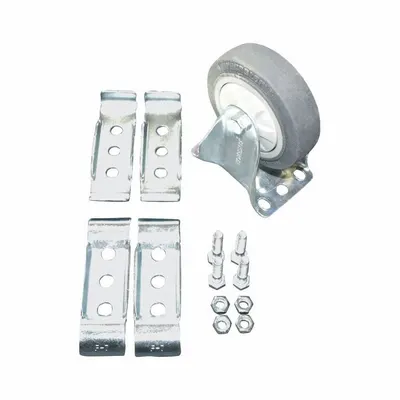 FLEXPIPE Caster Kit: Caster Kit, Silver/Gray, 250 lb Load Capacity - Max, Rubber - Casters & Feet for Clamp-On Pipe Systems