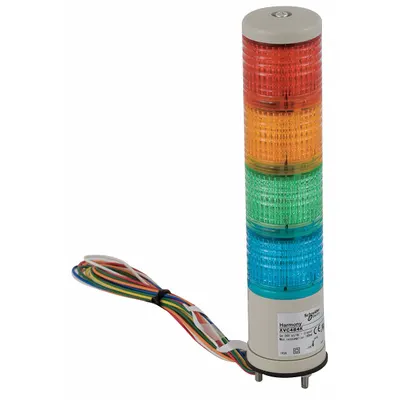 SCHNEIDER Tower Light Assembly: 4 Tier, Blue/Green/Orange/Red, No Sounder Tier - Four-Tier Tower Light Assemblies