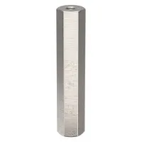 This aluminum female x female hex standoff has a 2-inch overall length and a plain finish. It is used for spacing and mounting printed circuit boards, panels, or components in industrial assemblies, allowing secure stacking with screws