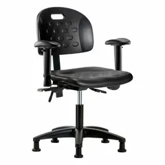 Polyurethane Lab Chair with Arms, Adjustable Height 17 1/4" to 22 1/2", 18" Seat Width, Nylon Base
