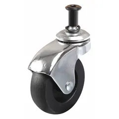 This 3-inch diameter caster features a black finish and is designed for use as a replacement or upgrade part on compatible equipment. It provides mobility and support for industrial machinery, workbenches, and carts in workshop and manufacturing environments.