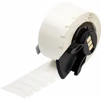 Pre-Cut Label Stock Roll: 3/8 in x 1 in, 1 in x 3/8 in, Polyester, White (Gloss), -40°F to 356°F (MPN M6-16-473)