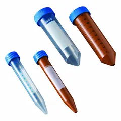 Approved Vendor Polypropylene Conical Centrifuge Tube, Amber, 29.2 mm, with Leak-Proof Screw Cap, Graduated, P10408