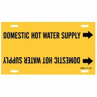 Pipe Marker: Domestic Hot Water Supply, Yellow, Black, Fits 8 to 9 7/8 in Pipe O.D., 1 Pipe Markers (MPN 4053-G)