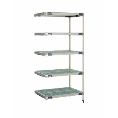METRO 5-Shelf Antimicrobial Stationary Shelving, 304 Stainless Steel, 74 in H - Harsh-Environment Antimicrobial Stationary Plastic Shelving