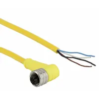 Cordset: M12 Female Right Angle X Bare Wire, 4 Pins, Yellow, PVC, 10 m Cable Lg, 4 A Max Current (A) (MPN 804001A09M100)