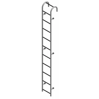COTTERMAN Straight Ladder: 12 ft Ladder Size, Steel, 300 lb Load Capacity, 53 lb Wt - Storage Tank Steel Ladders