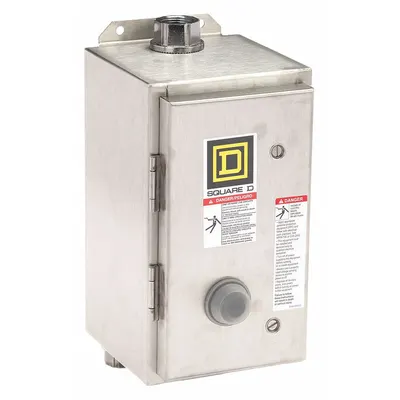 SQUARE D Magnetic Motor Starter: Non-Reversing, 3 Poles, NEMA Size 0, 18 A - Enclosed Non-Reversing Starters with Thermal Overloads