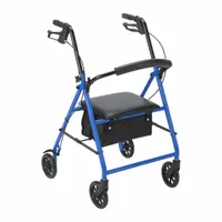 FIRST VOICE Rollator: 250 lb Load Capacity, 31 in, Aluminum, Black/Blue (MPN MDS86850EB)