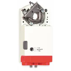 This Honeywell non-fail-safe actuator is a floating point type with 175 in-lb torque, operating on 24V AC. It features a self-centering clamping shaft, 95° stroke, and CW/CCW rotation. The actuator is compatible with building automation systems and uses screw terminals for electrical connection. Typical applications include modulating dampers, louvers, and ventilation flaps in HVAC systems.