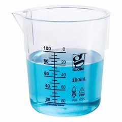 APPROVED VENDOR Low Form Plastic Beaker Without Handles, 100 mL, Clear Polymethylpentene, Printed Graduations, Non-Sterile (3652-100)
