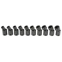 This 10-piece metric flex impact socket set features 6-point sockets ranging from 8 mm to 18 mm with a 3/8 in drive. Designed for use with impact wrenches in fastening and loosening applications, it is suitable for automotive repair, heavy equipment maintenance, and assembly line tasks.