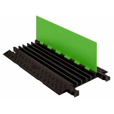CHECKERS HI-VIZ CABLE PROTECTOR: 5 Channels, Hinged, 1 13/40 in Max Cable Dia - 5-Channel Hinged-Cover Cable Ramps
