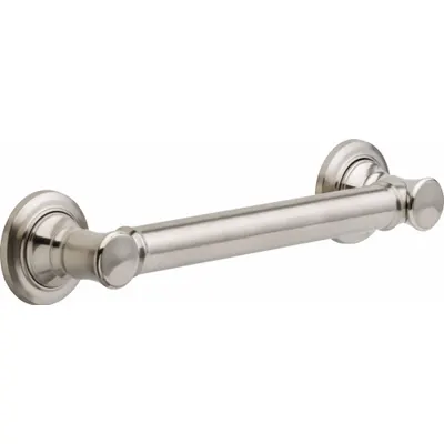 Delta Wall Grab Bar: Straight, 12 in Lg, 1 1/4 in Dia, Stainless Steel, Stainless Steel - Standard Grab Bars