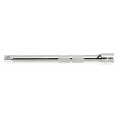 This 3/8" drive hand socket extension has a 3/8" input and output drive size with a 17 3/16" overall length. It is constructed from chrome and is not insulated. Used to extend the reach of a ratchet or torque wrench when turning fasteners in applications where access to recessed bolts or nuts is limited.