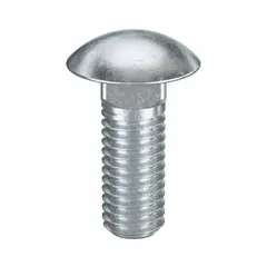 Grade 2 steel carriage bolt with square neck, 7/16"-14 thread size, 1-1/4" length, zinc-plated finish. Supplied in a 50-piece pack. The square neck prevents rotation during tightening, suitable for fastening wood to metal or wood to wood in construction and general assembly applications.