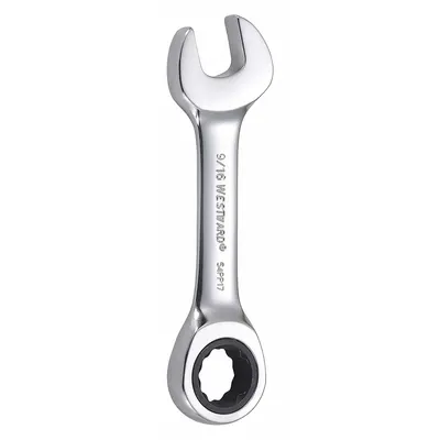 WESTWARD Combination Wrench: Alloy Steel, Chrome, 9/16 in Head Size, 4 3/8 in Overall Lg - SAE 12-Point Ratcheting Combination Wrenches