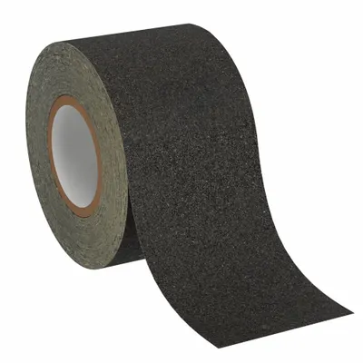 3M Anti-Slip Tape: Very Coarse, 24 Grit Size, Solid, Black, 6 in x 30 ft, 6.7 mil Tape Thick - Heavy Traffic Antislip Tape