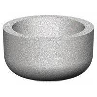 This round planter bollard is made of concrete with a gray finish. It has an overall height of 17 inches. Used to define pedestrian zones, protect building perimeters, and add greenery in commercial or municipal landscapes