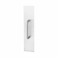 This ROCKWOOD standard door pull is made of wear-resistant brass, measuring 16 inches in height. Designed as a hand pull, it is suitable for commercial or industrial door applications where durability and corrosion resistance are required