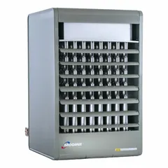 This MODINE standard-profile suspended gas unit heater is designed for commercial and industrial spaces such as warehouses, factories, and workshops. It provides 175,000 BtuH heating capacity input using natural gas, with power-vented combustion and a propeller fan. The unit measures 25.81 in x 42.53 in x 29.52 in and features a 1/2 in gas connection.