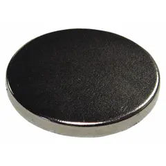 This neodymium disc magnet has a 1 in outside diameter, 0.12 in thickness, and a maximum pull force of 15 lbf. It is used for holding, lifting, and positioning ferrous parts in industrial fixturing, assembly, and material handling applications.