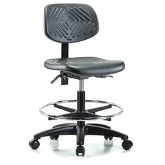 Approved Vendor Cleanroom Chair, Polyurethane, Armless, 16 in Seat Width, 19 1/2 to 27 1/2 in Height, 5 Casters