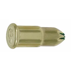 Powder-actuated gun charges for fastening materials to concrete or steel. Yellow, Brass 4 construction, T1000 designation. Single-shot configuration, 100 per pack. Compatible with tools such as P1000, P2201, and T1000.