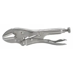 Flat-jaw locking pliers with lever-action and plain grip. Jaw length 1 3/16 in, overall length 7 in, max jaw opening 1 1/2 in. Used for clamping, holding, and gripping flat workpieces in metalworking, fabrication, and maintenance tasks.