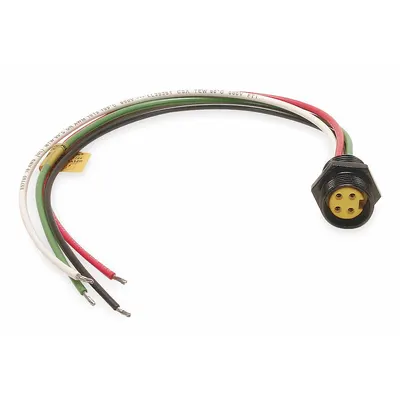 BRAD HARRISON External Thread Receptacle: 130013, 1/2"-14 Mounting Thread Size, 1 ft Wire Lg - Actuator & Sensor Receptacles
