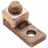 BURNDY Wire Connector: 4 AWG – 1 AWG Wire Sizes, 1/4 in Stud Size, Unplated Copper Lug Body (MPN QA1CB)