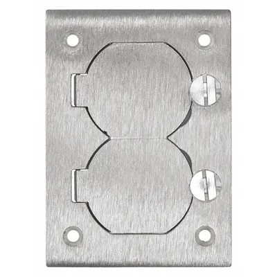 HUBBELL WIRING DEVICE-KELLEMS Floor Box Cover: Rectangular, Silver, Aluminum - Aluminum Electrical Floor Box Covers