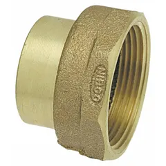 Bronze sweat fitting adapter for drain, waste, and vent (DWV) systems. Connects 1-1/2 in CTS copper tube to 1-1/2 in FNPT pipe. FTG x FNPT connection type. Suitable for plumbing and industrial drainage applications.