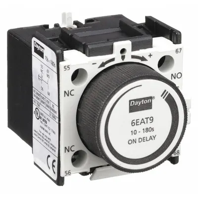 Dayton Timer Module: On Delay, 10 sec – 180 sec - Front-Mounted IEC Delay Timers