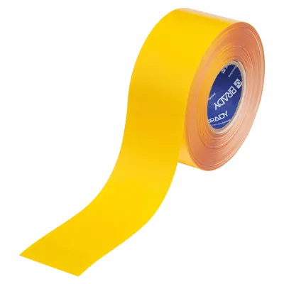 BRADY Floor Marking Tape: Solid, Yellow, 3 in x 100 ft, 22 mil Tape Thick - Extra-Durable Floor Marking Tape
