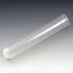 Polypropylene culture tube with 5 mL capacity (0.17 oz), round bottom, and white body. Not graduated and does not include closure. Suitable for general laboratory culture, sample storage, mixing, centrifugation, and incubation.
