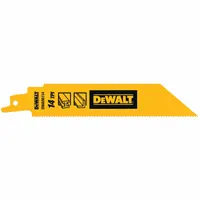 DEWALT Reciprocating Saw Blade: 14 Teeth per Inch, 6 in Blade Lg, 1 in Blade Thick, Bi-Metal, 5 PK (MPN DWAR6114)