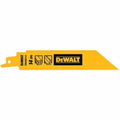 DEWALT Reciprocating Saw Blade: 14 Teeth per Inch, 6 in Blade Lg, 1 in Blade Thick - Thin-Metal-Cutting Blades