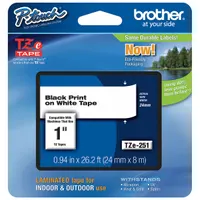 Combined Label and Ribbon Cartridge: 1 in x 26 1/4 ft, PET, White (Gloss), Indoor/Outdoor (MPN TZE251G)