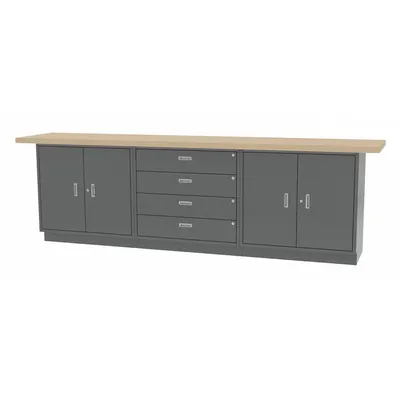 GREENE MANUFACTURING, INC. Cabinet Workbench: Butcher Block, 120 in x 24 in - Cabinet Benches with Drawers & Shelves